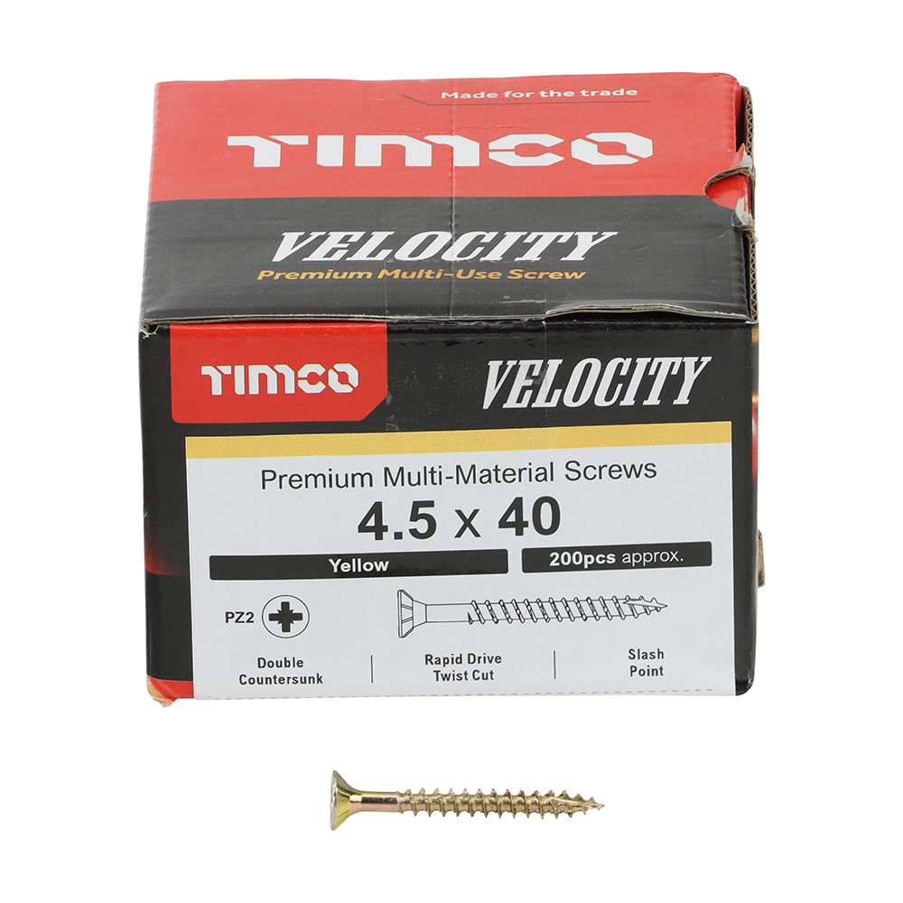 TIMCO Velocity Premium Multi-Use Screws - PZ - 4.5 x 40mm (200 Pack)