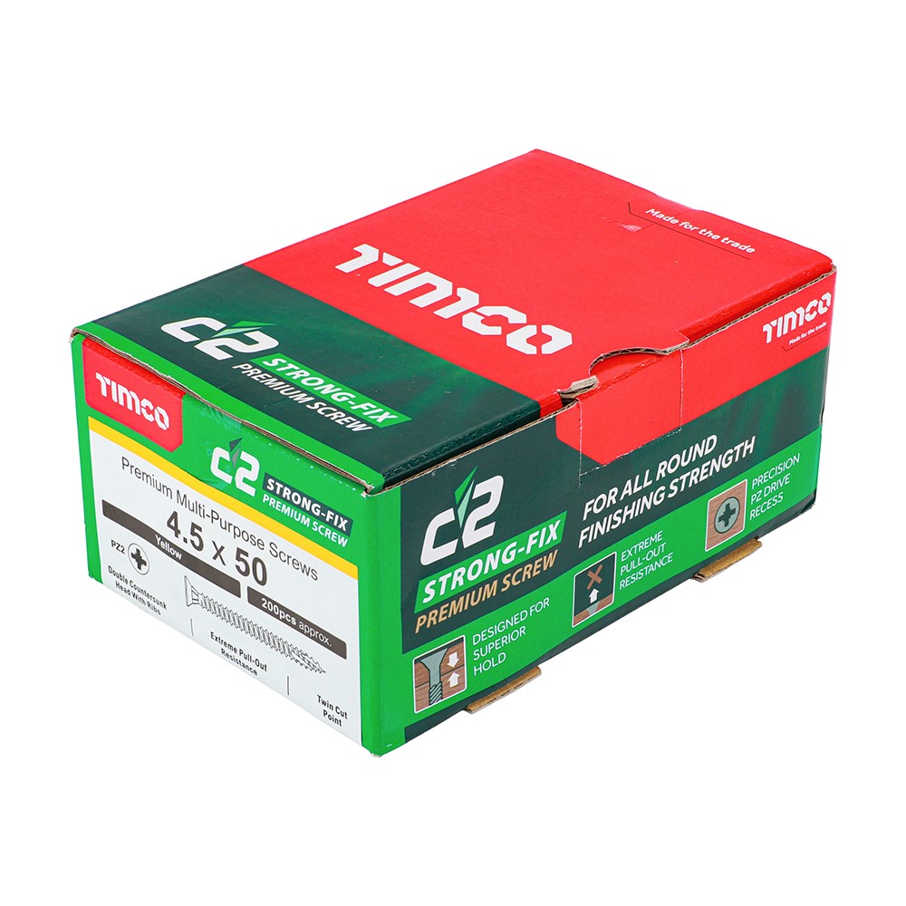 TIMCO C2 Strong-Fix Multi-Purpose Premium Screws - PZ - 4.5 x 50mm (200 Pack)