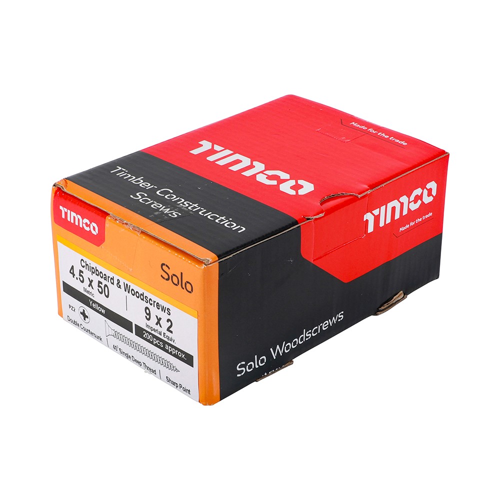 TIMCO Solo Woodscrews - PZ - 4.5 x 50mm (200 Pack)