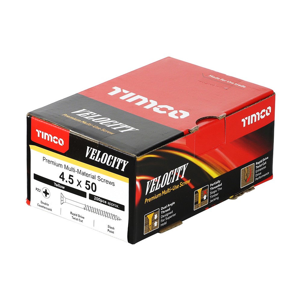 TIMCO Velocity Premium Multi-Use Screws - PZ - 4.5 x 50mm (200 Pack)