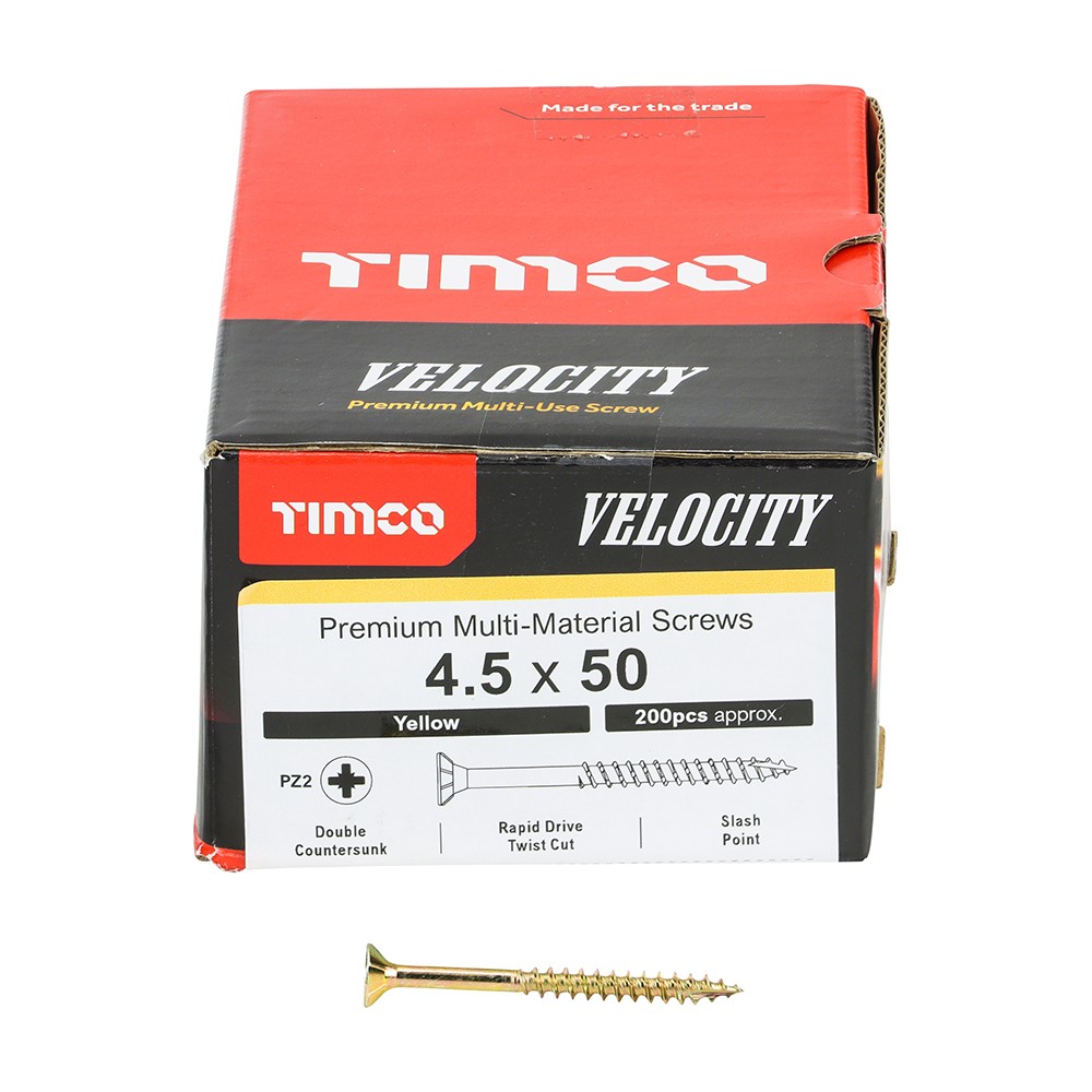 TIMCO Velocity Premium Multi-Use Screws - PZ - 4.5 x 50mm (200 Pack)