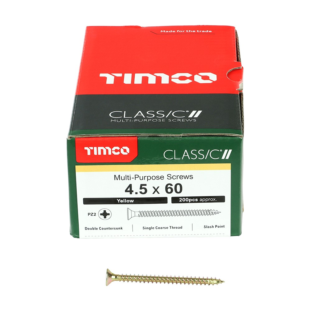 TIMCO Classic Multi-Purpose Screws - PZ - 4.5 x 60mm (200 Pack)