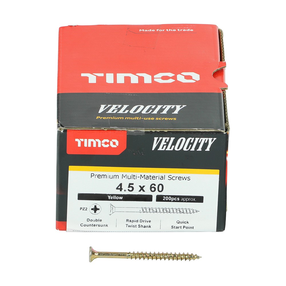 TIMCO Velocity Premium Multi-Use Screws - PZ - 4.5 x 60mm (200 Pack)