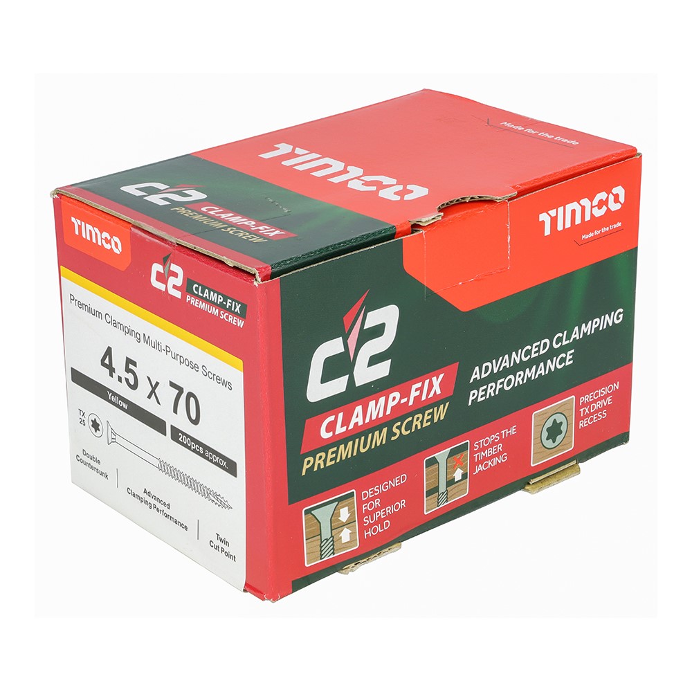 TIMCO C2 Clamp-Fix Multi-Purpose Premium Screws - TX - 4.5 x 70mm (200 Pack)