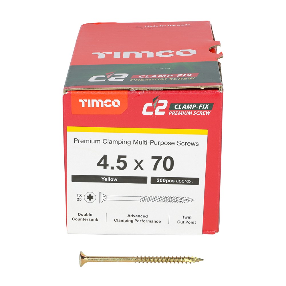 TIMCO C2 Clamp-Fix Multi-Purpose Premium Screws - TX - 4.5 x 70mm (200 Pack)