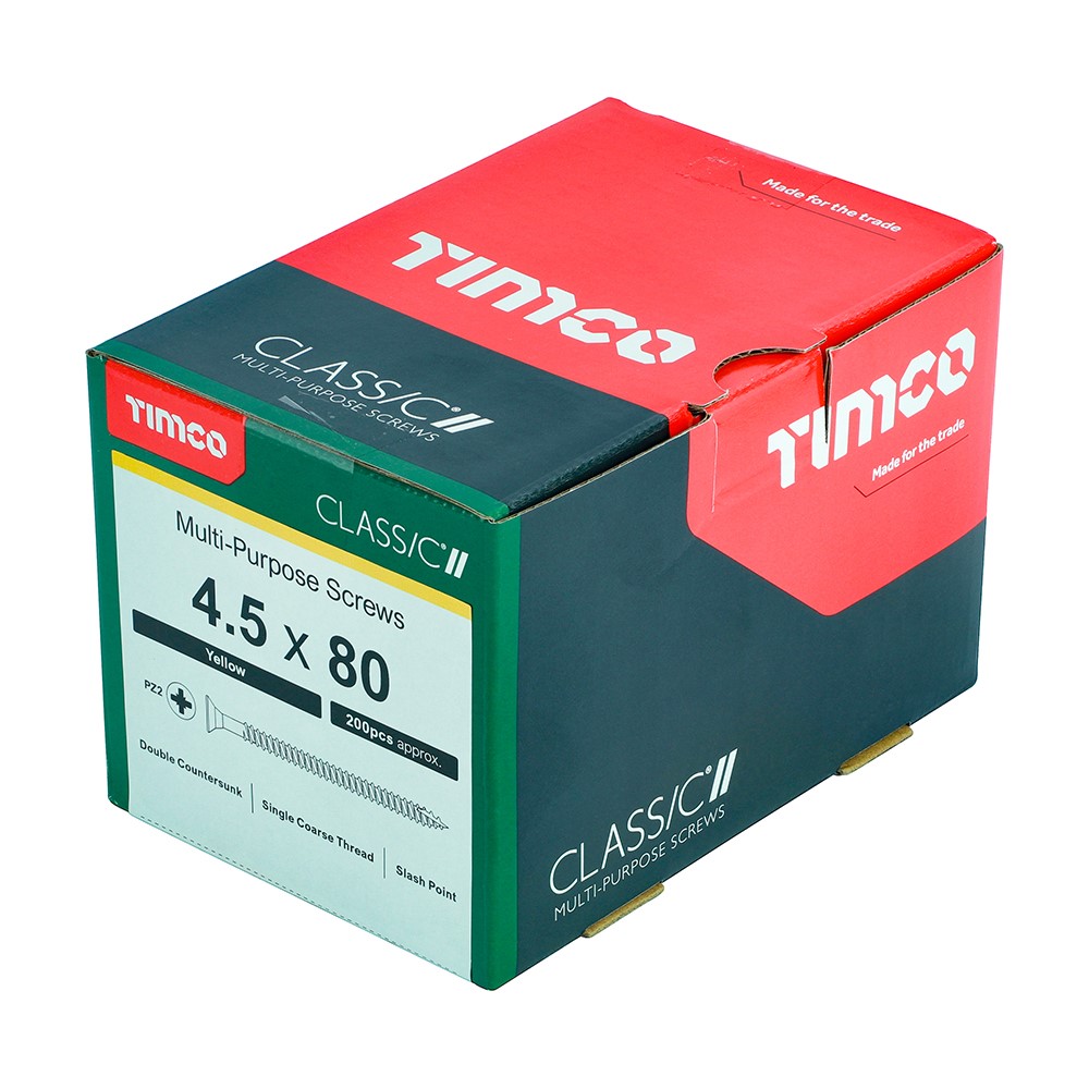 TIMCO Classic Multi-Purpose Screws - PZ - 4.5 x 80mm (200 Pack)