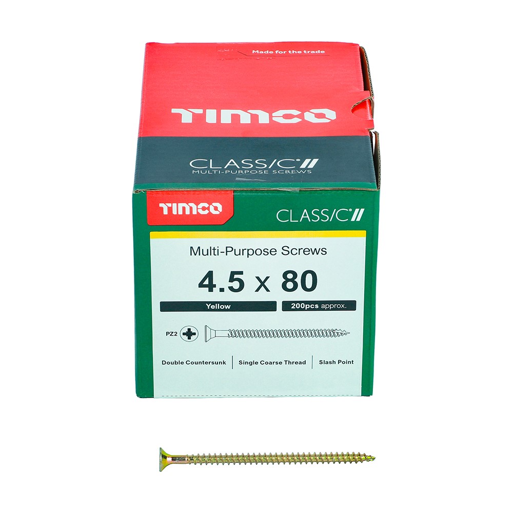 TIMCO Classic Multi-Purpose Screws - PZ - 4.5 x 80mm (200 Pack)