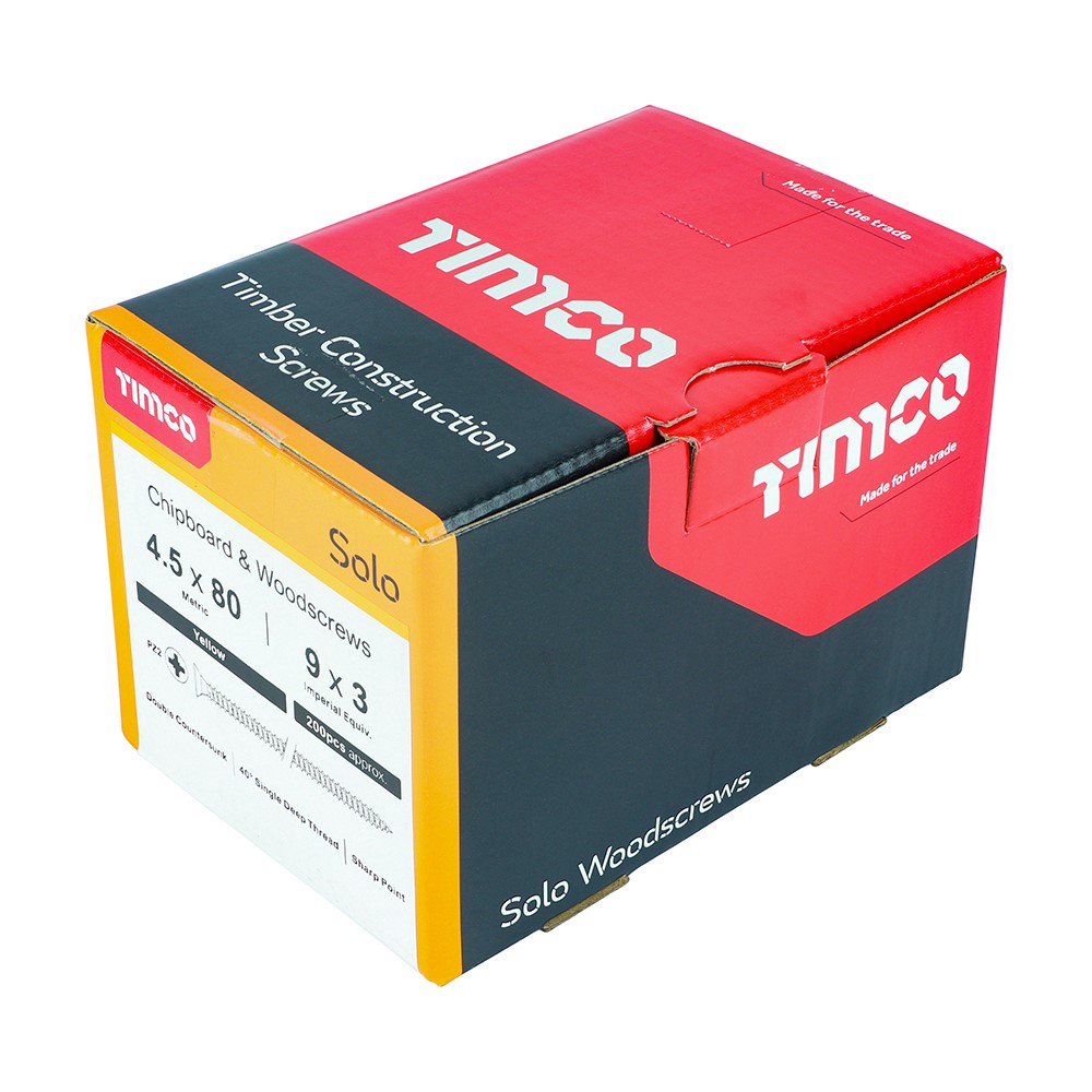 TIMCO Solo Woodscrews - PZ - 4.5 x 80mm (200 Pack)