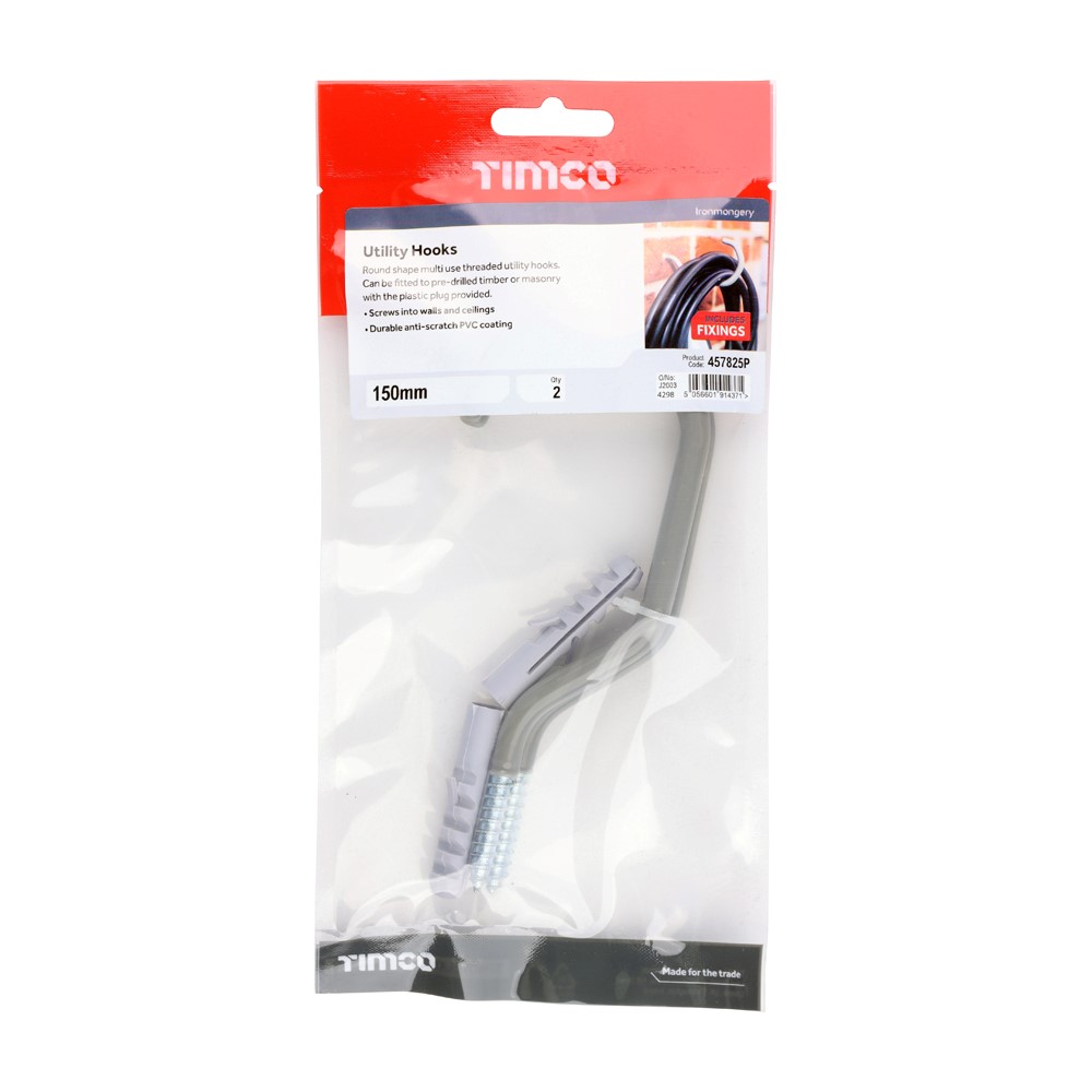 TIMCO Utility Hooks 150mm (2 Pack)