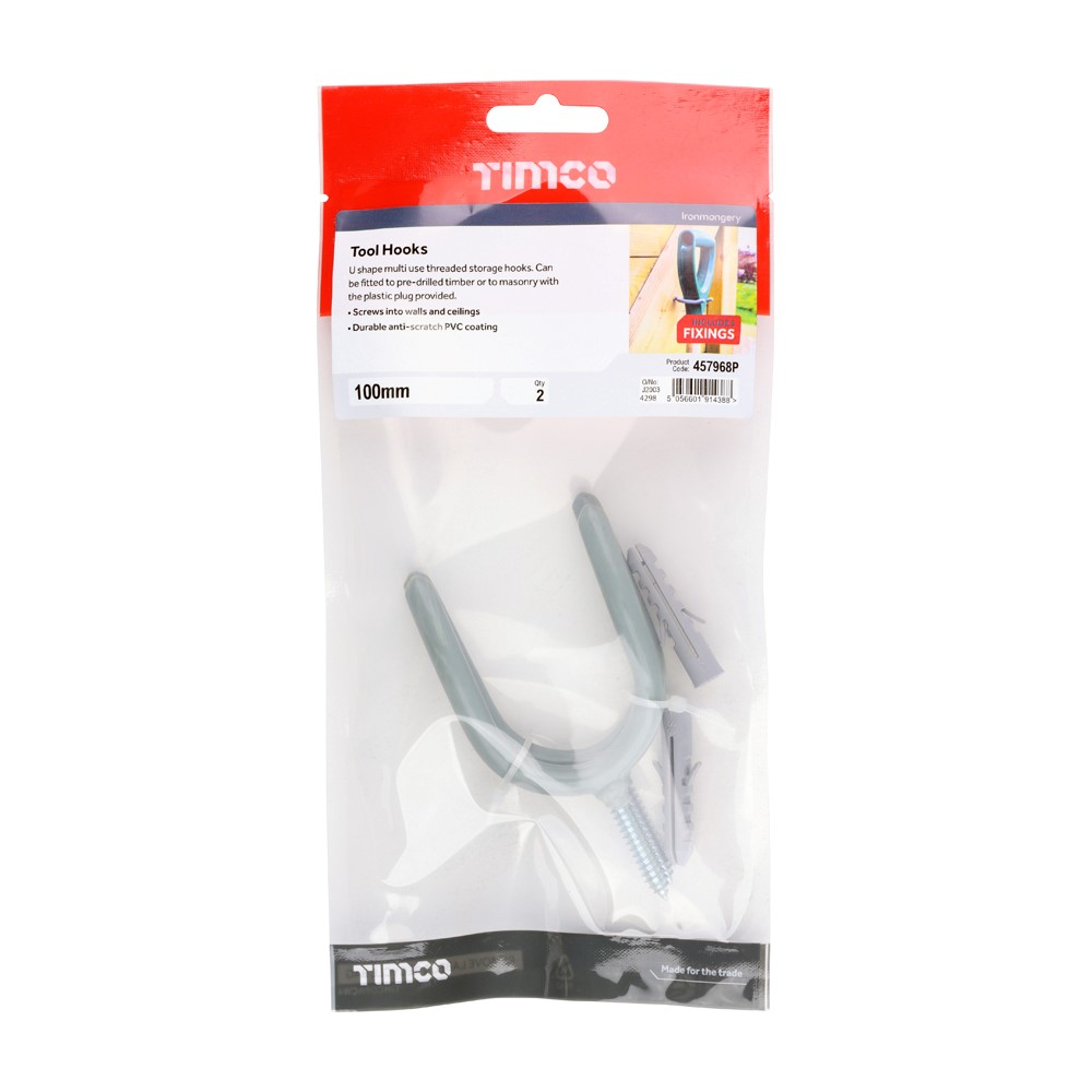 TIMCO Tool Hooks 100mm (2 Pack)