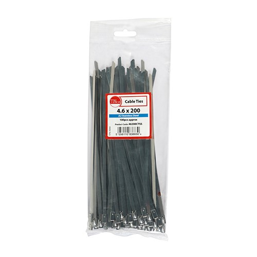 TIMCO Cable Ties - Stainless Steel 4.6 x 200mm (100 Bag)