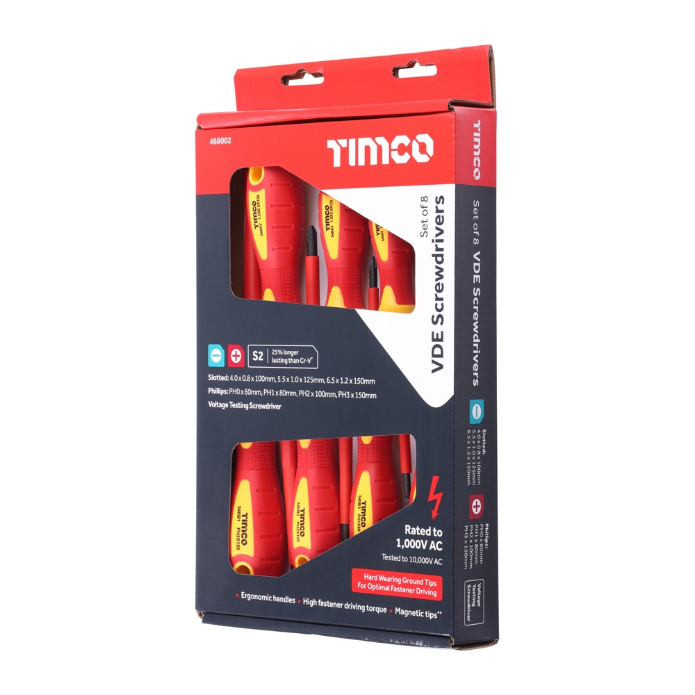 TIMCO VDE Screwdriver Set 8 Piece (8 Pack)