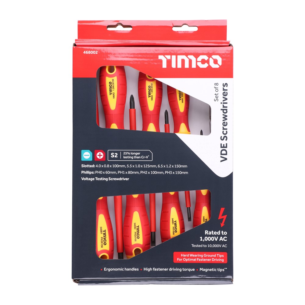 TIMCO VDE Screwdriver Set 8 Piece (8 Pack)