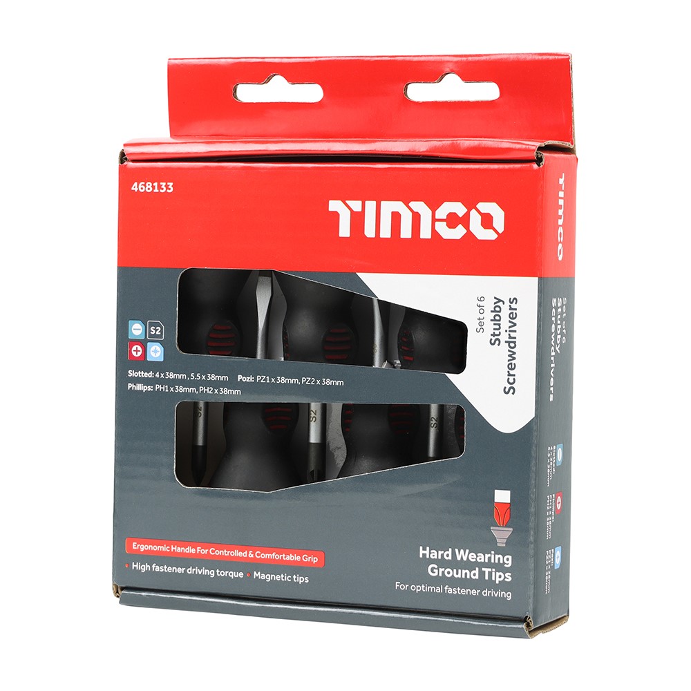 TIMCO Stubby Screwdriver Set 6 Pack (6 Pack)