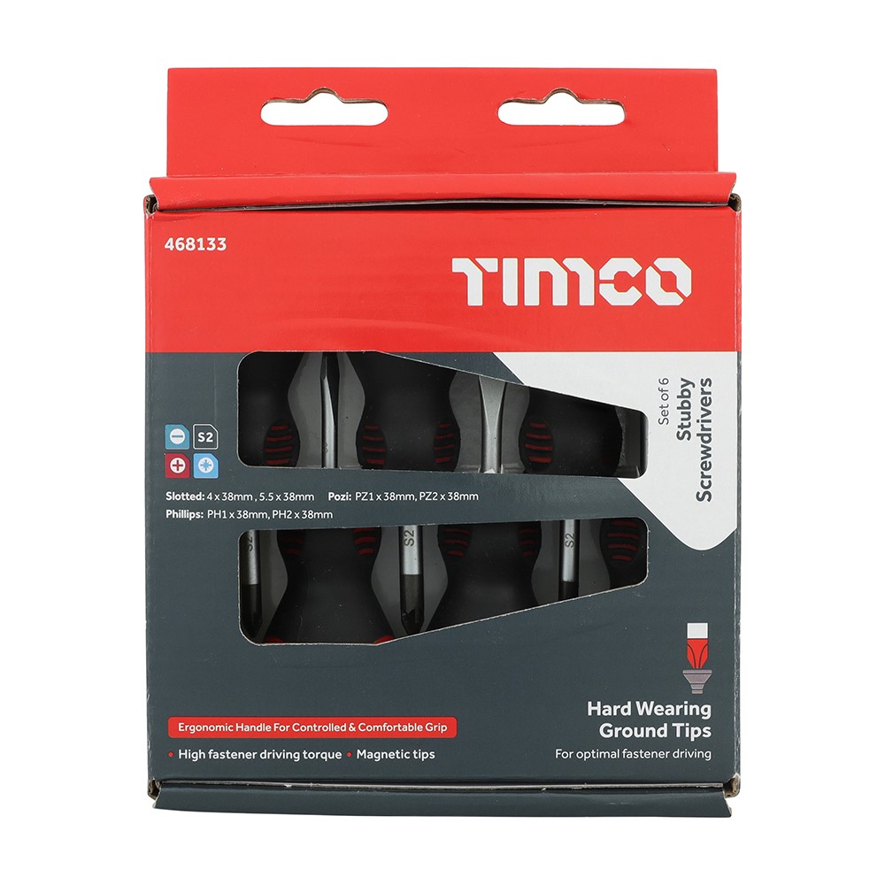 TIMCO Stubby Screwdriver Set 6 Pack (6 Pack)