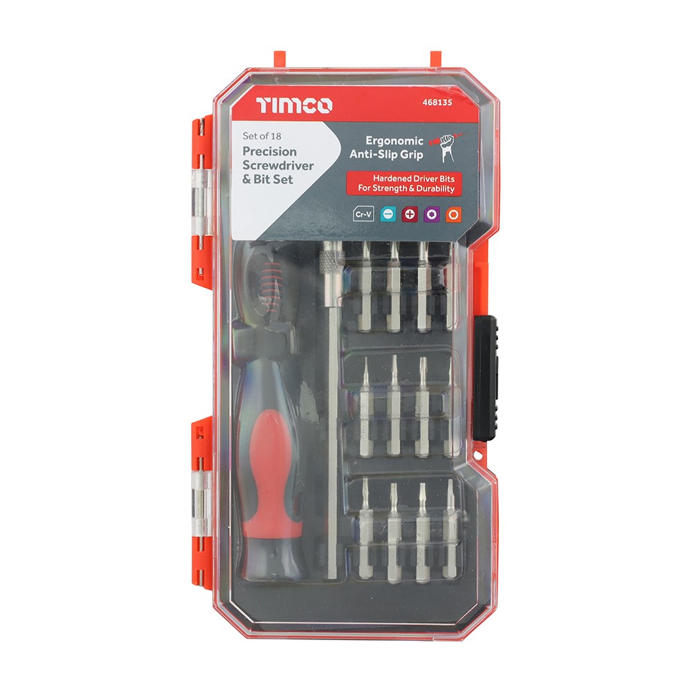 TIMCO Precision Screwdriver Bit Set 18 Pack (18 Case)