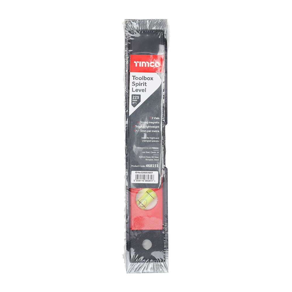 TIMCO ToolPack Spirit Level - Plastic 225mm