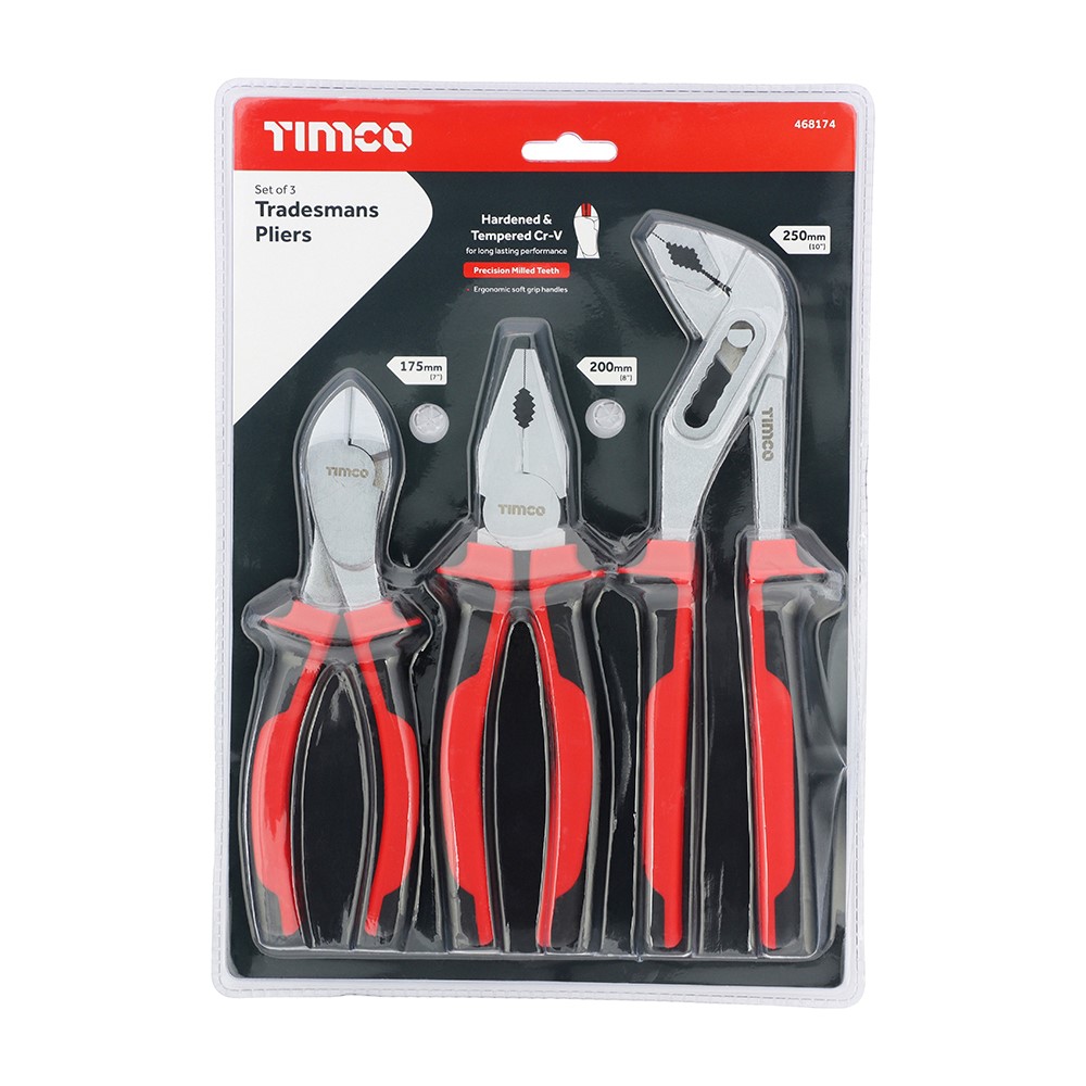 TIMCO Tradesmans Pliers Set 3 Pack (3 Pack)