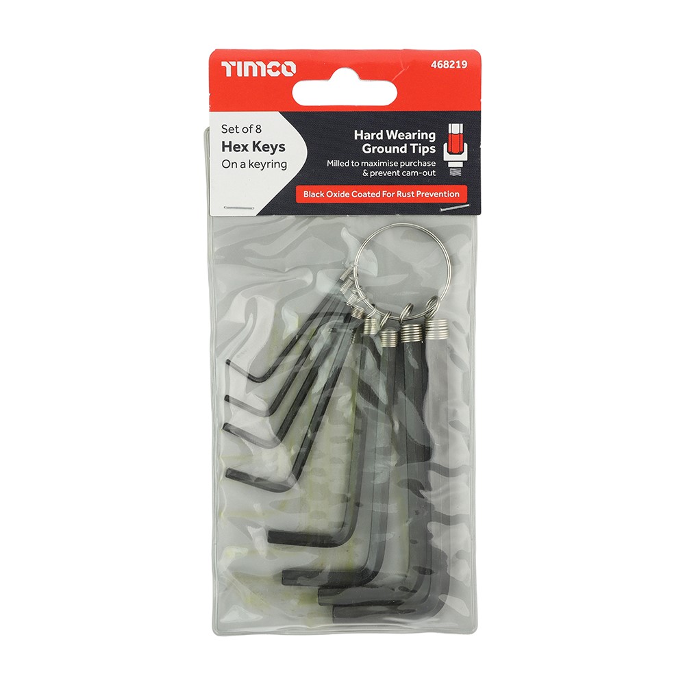 TIMCO Hex Key Keyring Set 8 Pack (8 Bag)