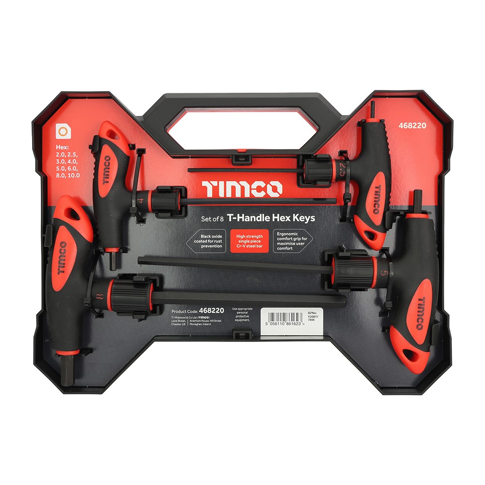 TIMCO T-Handle Hex Key Set 8 Pack (8 Pack)