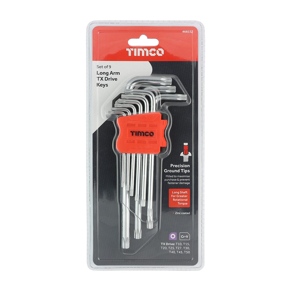 TIMCO Long Arm TX Drive Key Set 9 Pack (9 Pack)