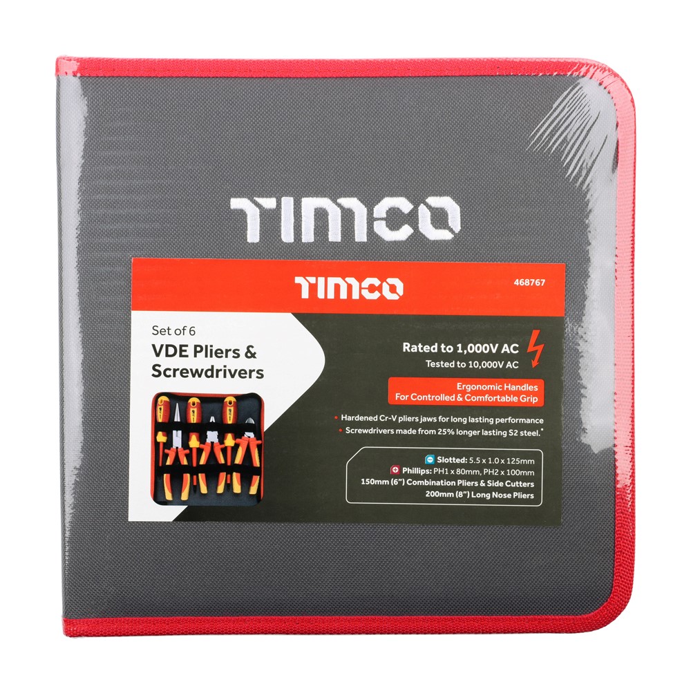 TIMCO VDE Pliers and Screwdriver Set (6 Pack)