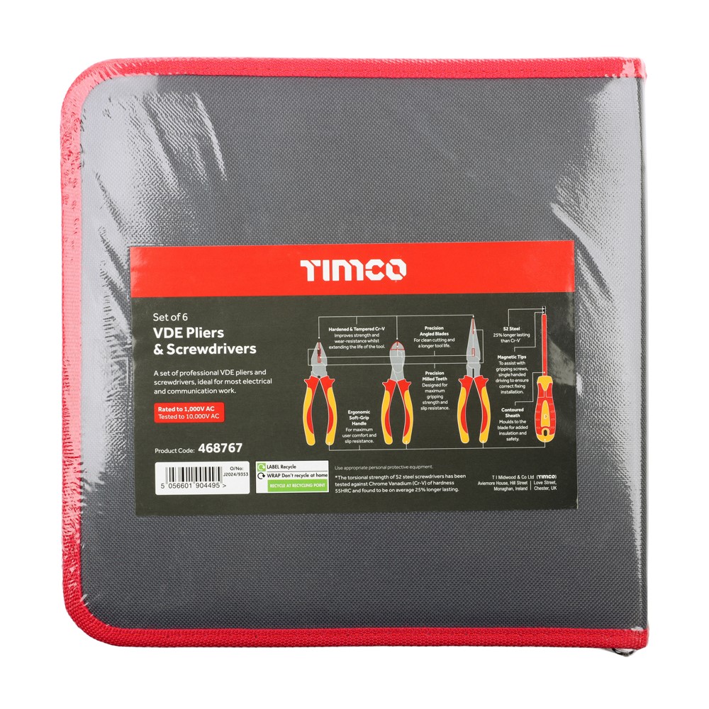 TIMCO VDE Pliers and Screwdriver Set (6 Pack)