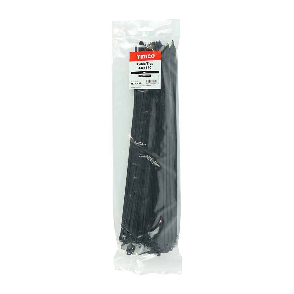 TIMCO Cable Ties - Black 4.8 x 370mm (100 Bag)
