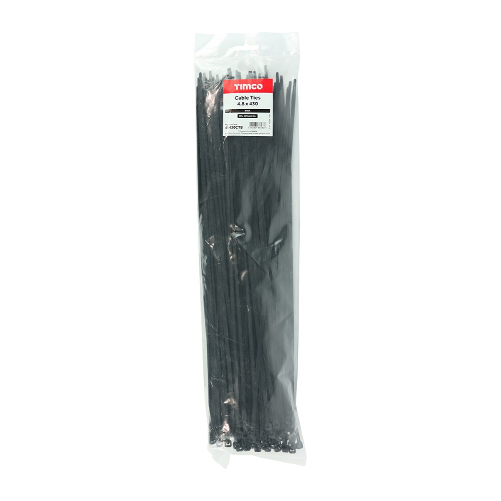 TIMCO Cable Ties - Black 4.8 x 430mm (100 Bag)