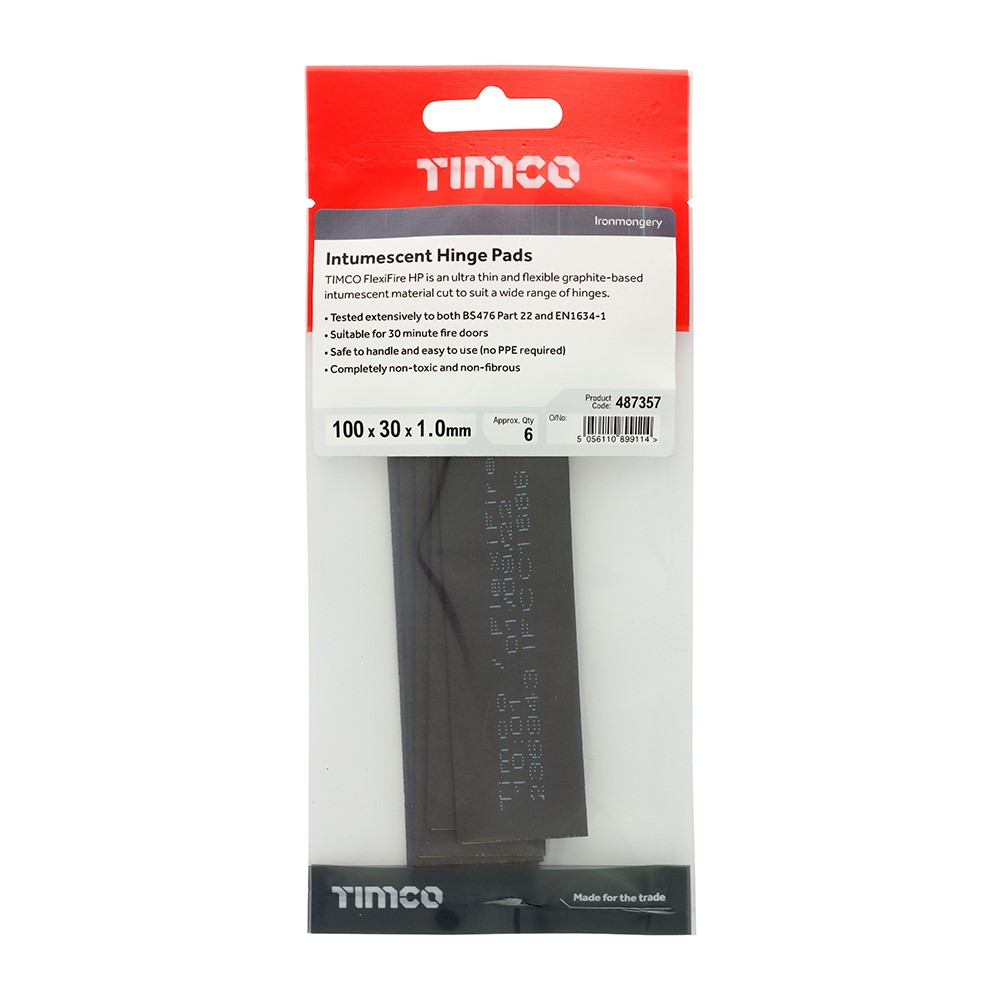 TIMCO Intumescent Hinge Pads 100 x 30 x 1.0mm (6)