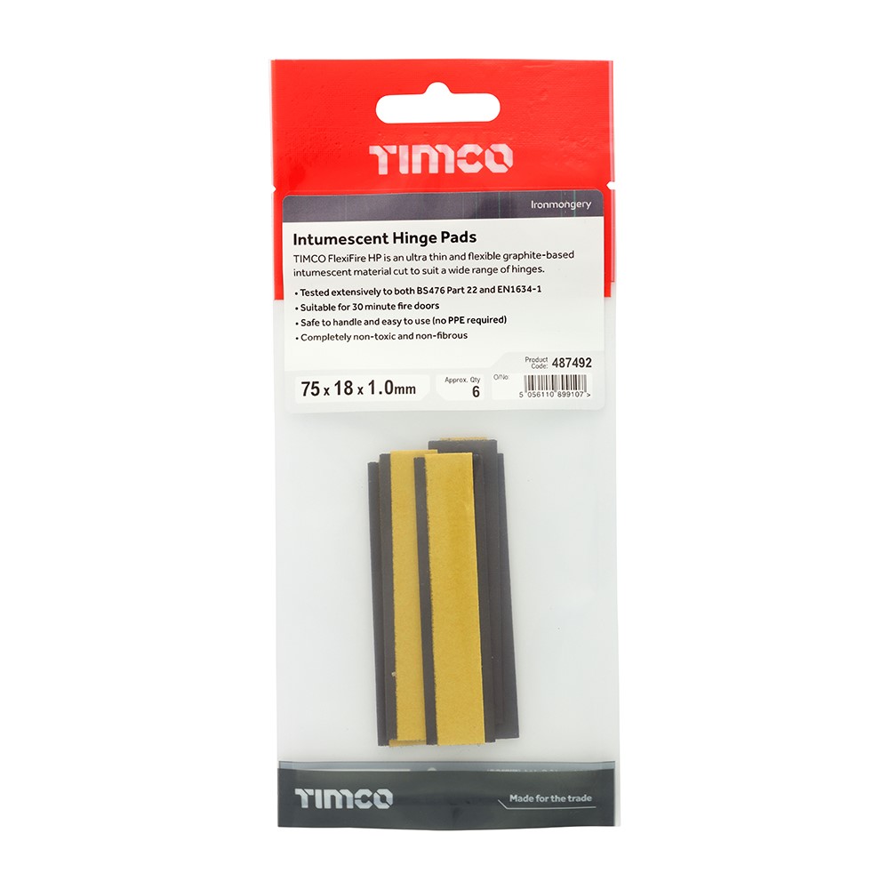 TIMCO Intumescent Hinge Pads 75 x 18 x 1.0mm (6)