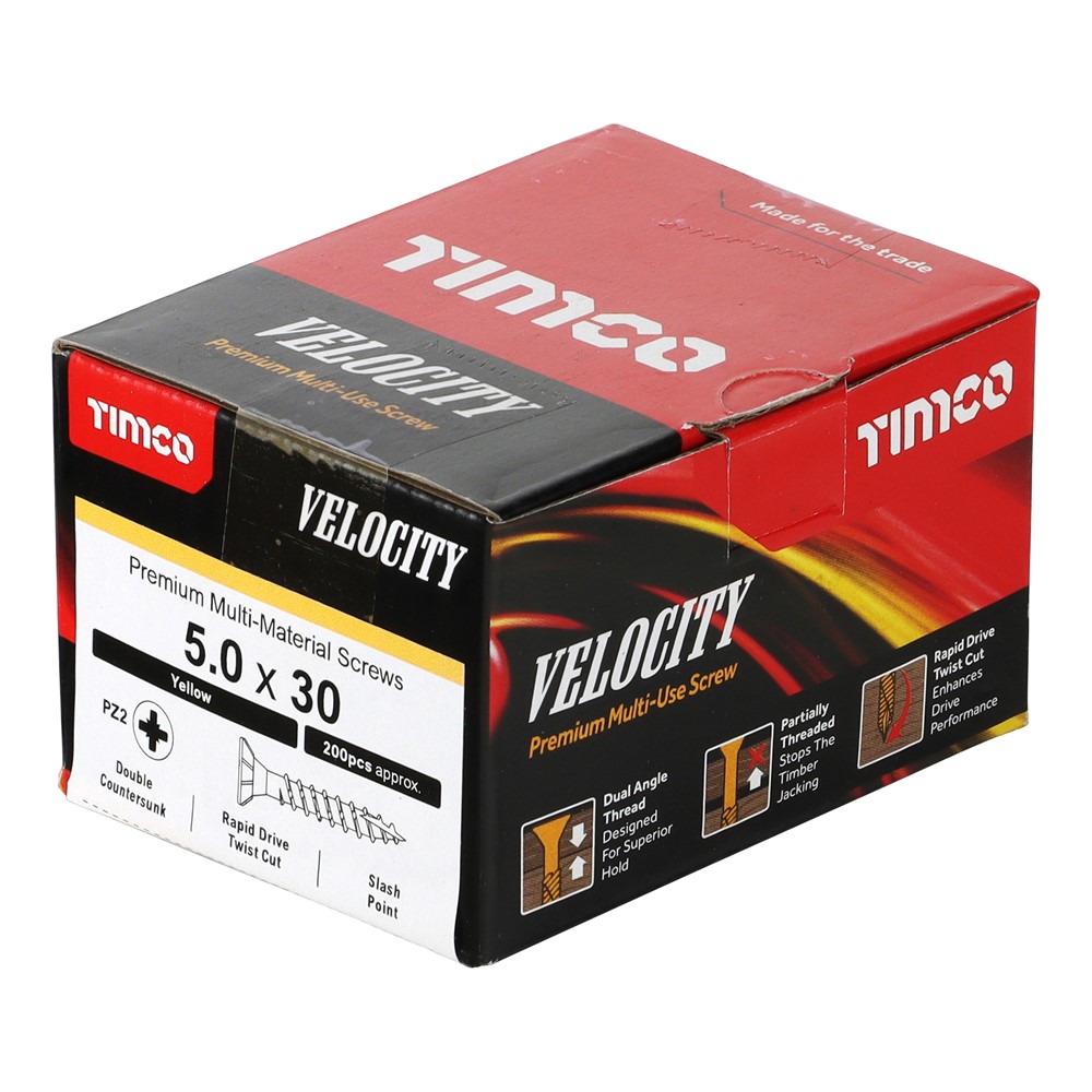 TIMCO Velocity Premium Multi-Use Screws - PZ - 5.0 x 30mm (200 Pack)