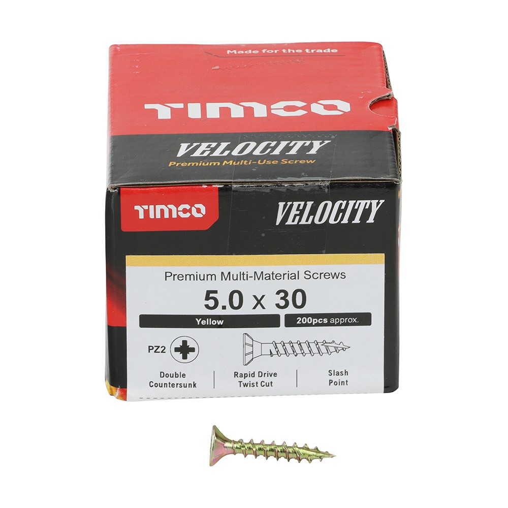 TIMCO Velocity Premium Multi-Use Screws - PZ - 5.0 x 30mm (200 Pack)