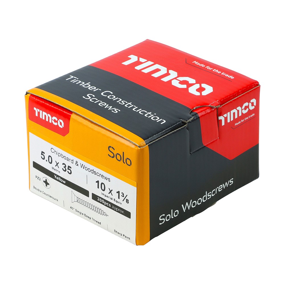 TIMCO Solo Woodscrews - PZ - 5.0 x 35mm (200 Pack)