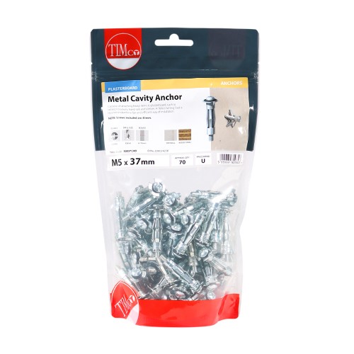 TIMCO Metal Cavity Anchors - Zinc M5 x 37 45mm Screw (70)