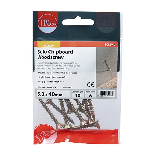 TIMCO Solo Woodscrews - PZ - 5.0 x 40mm (10 Pack)