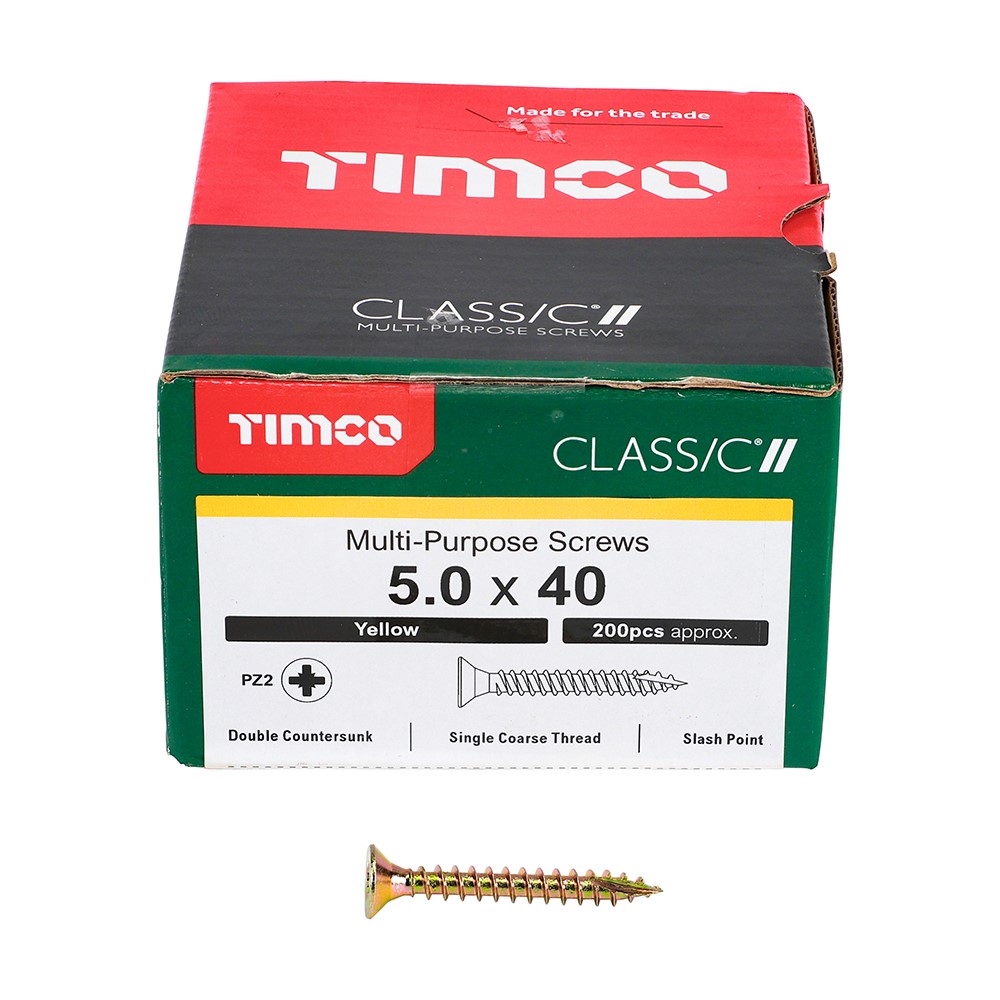 TIMCO Classic Multi-Purpose Screws - PZ - 5.0 x 40mm (200 Pack)