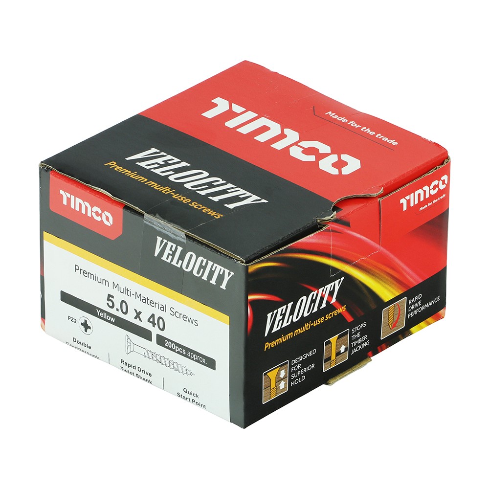 TIMCO Velocity Premium Multi-Use Screws - PZ - 5.0 x 40mm (200 Pack)