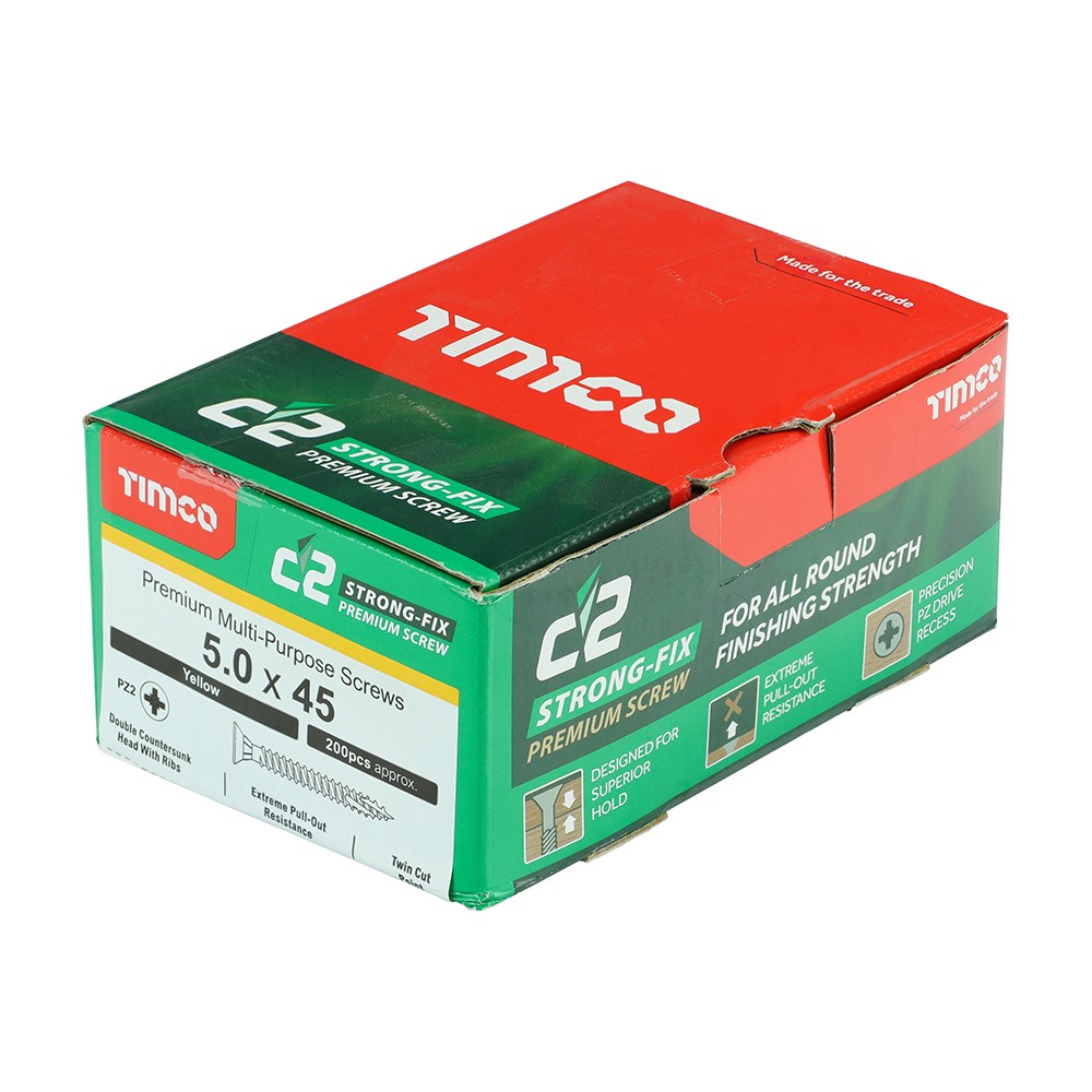 TIMCO C2 Strong-Fix Multi-Purpose Premium Screws - PZ - 5.0 x 45mm (200 Pack)