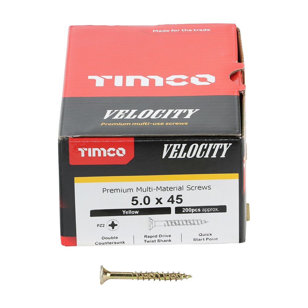 TIMCO Velocity Premium Multi-Use Screws - PZ - 5.0 x 45mm (200 Pack)