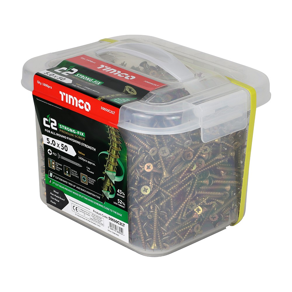 TIMCO C2 Strong-Fix Multi-Purpose Premium Screws - PZ - 5.0 x 50mm (1600 Pack)