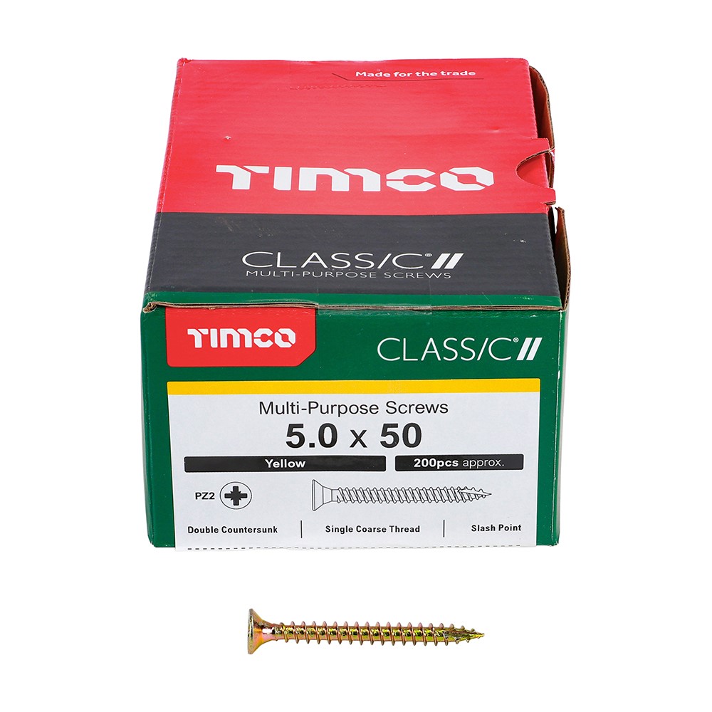 TIMCO Classic Multi-Purpose Screws - PZ - 5.0 x 50mm (200 Pack)