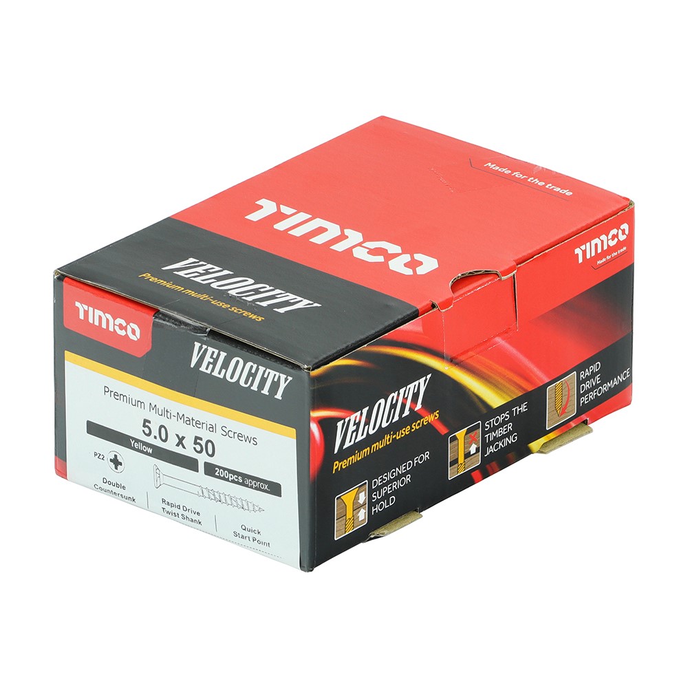 TIMCO Velocity Premium Multi-Use Screws - PZ - 5.0 x 50mm (200 Pack)