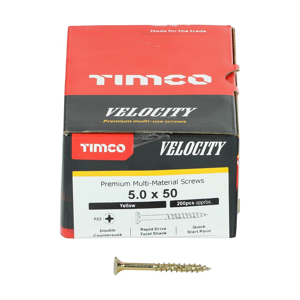 TIMCO Velocity Premium Multi-Use Screws - PZ - 5.0 x 50mm (200 Pack)