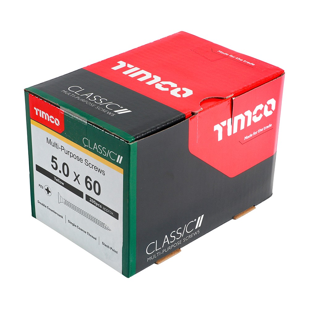 TIMCO Classic Multi-Purpose Screws - PZ - 5.0 x 60mm (200 Pack)