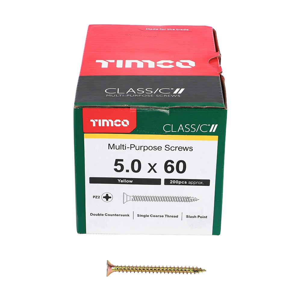 TIMCO Classic Multi-Purpose Screws - PZ - 5.0 x 60mm (200 Pack)