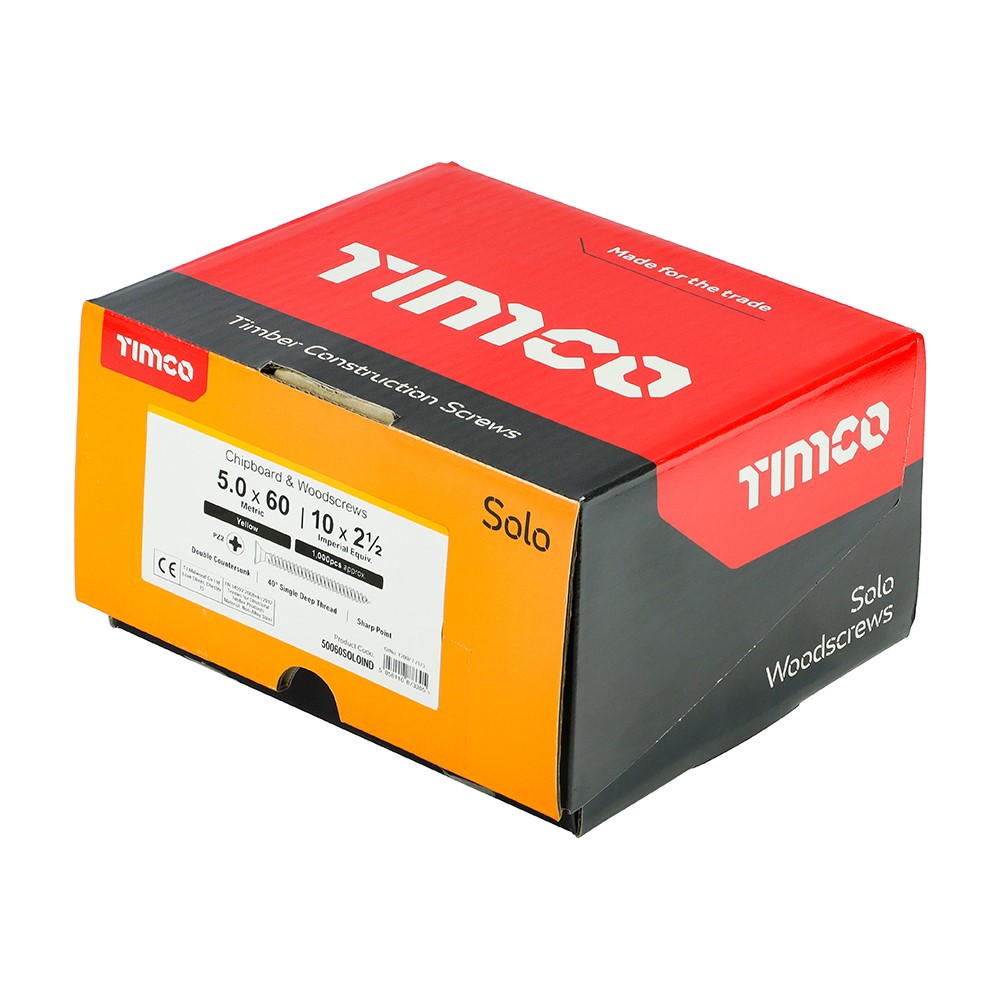 TIMCO Solo Woodscrew Industry Pack 5.0 x 60mm (1000 Pack)