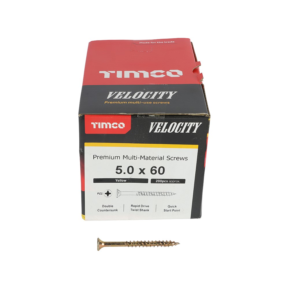 TIMCO Velocity Premium Multi-Use Screws - PZ - 5.0 x 60mm (200 Pack)