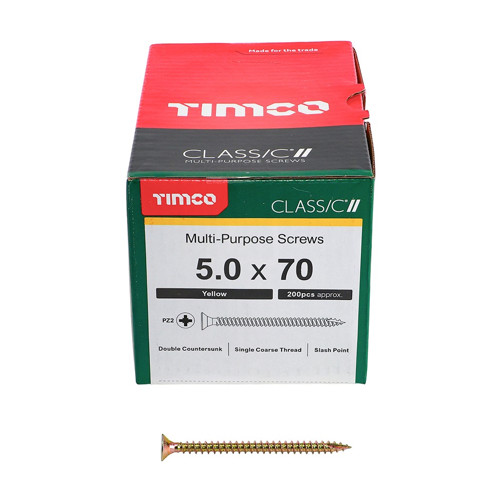 TIMCO Classic Multi-Purpose Screws - PZ - 5.0 x 70mm (200 Pack)