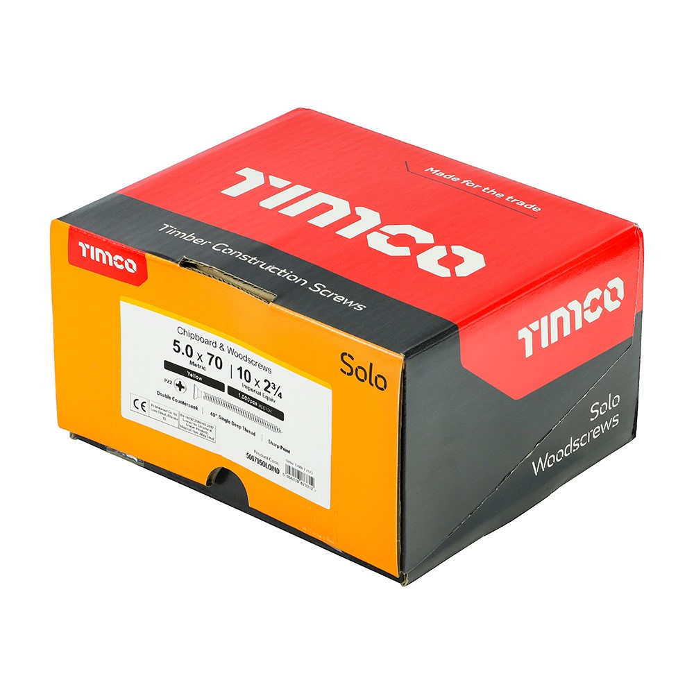 TIMCO Solo Woodscrew Industry Pack 5.0 x 70mm (1000 Pack)